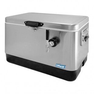 Coldbreak JOCK-1TR-SS54 Stainless Steel 1 Faucet 54 Qt. Insulated Jockey Box with Rear Input and 50 ft. Coil