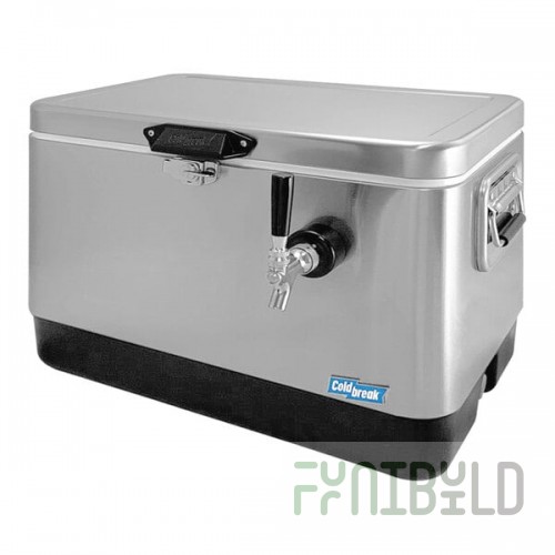 Coldbreak JOCK-1TR-SS54 Stainless Steel 1 Faucet 54 Qt. Insulated Jockey Box with Rear Input and 50 ft. Coil