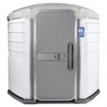 PolyJohn SA1-1010 We'll Care III Purple Wheelchair Accessible Portable Restroom - Assembled