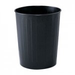 Safco 9799BL At-Your-Disposal Vertex 38 Gallon Black / Chrome Indoor / Outdoor Round Trash Can