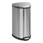 Safco 9799BL At-Your-Disposal Vertex 38 Gallon Black / Chrome Indoor / Outdoor Round Trash Can
