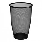 Safco 9799BL At-Your-Disposal Vertex 38 Gallon Black / Chrome Indoor / Outdoor Round Trash Can