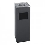 Safco 9799BL At-Your-Disposal Vertex 38 Gallon Black / Chrome Indoor / Outdoor Round Trash Can