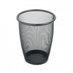 Safco 9799BL At-Your-Disposal Vertex 38 Gallon Black / Chrome Indoor / Outdoor Round Trash Can