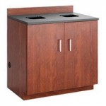 Safco 9799BL At-Your-Disposal Vertex 38 Gallon Black / Chrome Indoor / Outdoor Round Trash Can