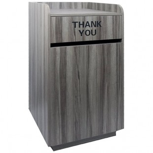 American Tables & Seating ATS-TR1-GRY 35 Gallon Gray Faux Wood Melamine Waste Receptacle Enclosure with American Tables & Seating ATS-TR1-GRY 35 Gallon Gray Faux Wood Melamine Waste Receptacle Enclosure with