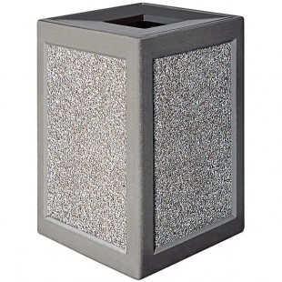 Wausau Tile TF1240 Auto Attendant 22 Gallon Concrete Square Trash Can with Aluminum Lid