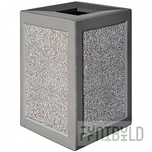 Wausau Tile TF1240 Auto Attendant 22 Gallon Concrete Square Trash Can with Aluminum Lid