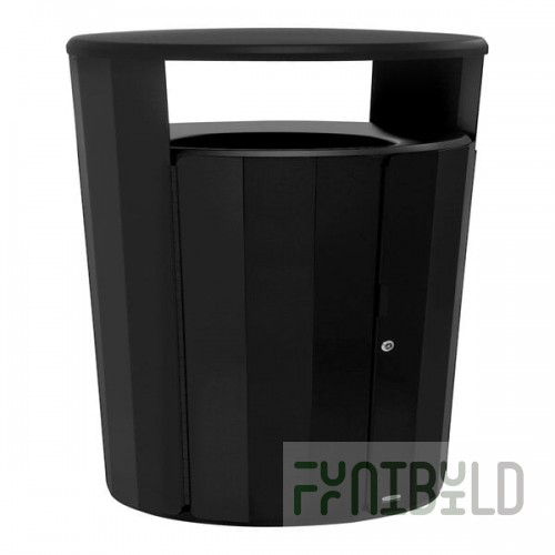 Rubbermaid® Resist® 2184979 45 Gallon Jet Black Metallic Steel Round Single-Stream Outdoor Trash Can