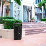 Rubbermaid® Resist® 2184979 45 Gallon Jet Black Metallic Steel Round Single-Stream Outdoor Trash Can