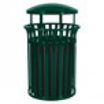 Ex-Cell Kaiser SCD-2633 HGR Streetscape Hunter Green Gloss 37 Gallon Round Classic Outdoor Trash Can with Canopy