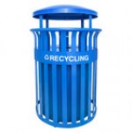 Ex-Cell Kaiser SCD-2633 HGR Streetscape Hunter Green Gloss 37 Gallon Round Classic Outdoor Trash Can with Canopy
