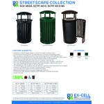 Ex-Cell Kaiser SCD-2633 HGR Streetscape Hunter Green Gloss 37 Gallon Round Classic Outdoor Trash Can with Canopy
