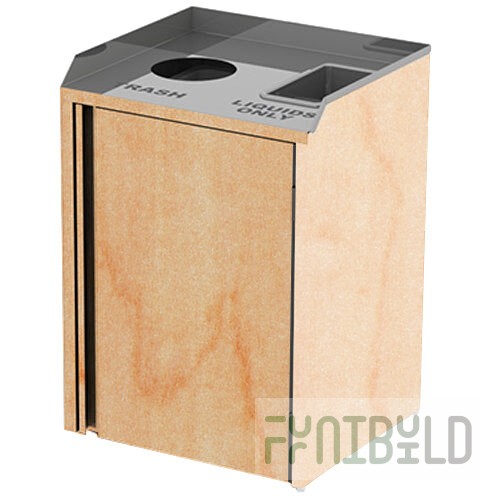 Lakeside 3420HRM Rectangular Stainless Steel Liquid / Cup Refuse Station with Top Access and Hard Rock Maple Laminate Finish - 26 1/2