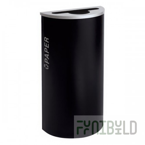 Ex-Cell Kaiser RC-KDHR-P BT-PBG Black Tie Kaleidoscope Pebble Black Gloss Half Round 8 Gallon Paper Receptacle