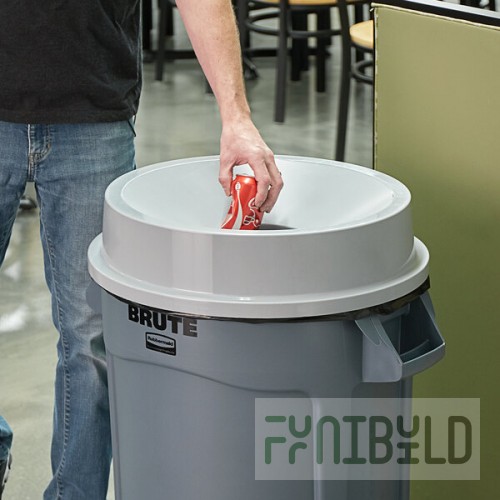 Rubbermaid® FG354300GRAY BRUTE Gray Round Funnel Top for FG263200 Containers 32 Gallon
