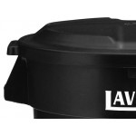 Lavex 32 Gallon Black Round Commercial Trash Can with Lid and Dolly