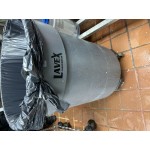Lavex 32 Gallon Black Round Commercial Trash Can with Lid and Dolly
