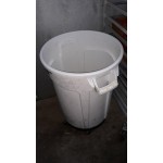 Lavex 32 Gallon Black Round Commercial Trash Can with Lid and Dolly