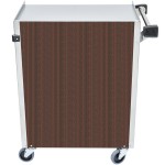 Lakeside 610W 3 Shelf Standard Duty Stainless Steel Utility Cart with Enclosed Base and Walnut Finish - 16 1/2