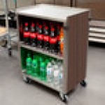 Lakeside 610W 3 Shelf Standard Duty Stainless Steel Utility Cart with Enclosed Base and Walnut Finish - 16 1/2