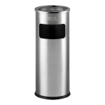 Lavex 3 Gallon Stainless Steel Round Freestanding Cigarette Receptacle with Front Access Trash Can Lavex 3 Gallon Stainless Steel Round Freestanding Cigarette Receptacle with Front Access Trash Can