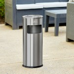 Lavex 3 Gallon Stainless Steel Round Freestanding Cigarette Receptacle with Front Access Trash Can Lavex 3 Gallon Stainless Steel Round Freestanding Cigarette Receptacle with Front Access Trash Can