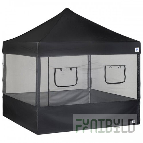 E-Z Up SPFM104TCBK 10' Food Booth Black Mesh Sidewall - 4/Set