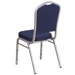 Flash Furniture FD-C01-S-2-GG Hercules Navy Blue Fabric Crown Back Stackable Banquet Chair with Silver Frame