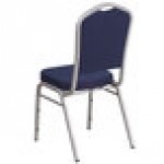 Flash Furniture FD-C01-S-2-GG Hercules Navy Blue Fabric Crown Back Stackable Banquet Chair with Silver Frame