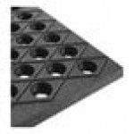 Lavex 3' x 5' Heavy-Duty Black Rubber Straight Edge Anti-Fatigue Diamond Floor Mat - 3/4