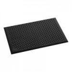 Lavex 3' x 5' Heavy-Duty Black Rubber Straight Edge Anti-Fatigue Diamond Floor Mat - 3/4