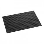 Lavex 3' x 5' Heavy-Duty Black Rubber Straight Edge Anti-Fatigue Diamond Floor Mat - 3/4
