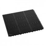 Lavex 3' x 5' Heavy-Duty Black Rubber Straight Edge Anti-Fatigue Diamond Floor Mat - 3/4