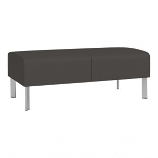 Lesro Luxe Lounge Series Patriot Plus Charcoal Vinyl 2-Seat Bench with Steel Legs Lesro Luxe Lounge Series Patriot Plus Charcoal Vinyl 2-Seat Bench with Steel Legs