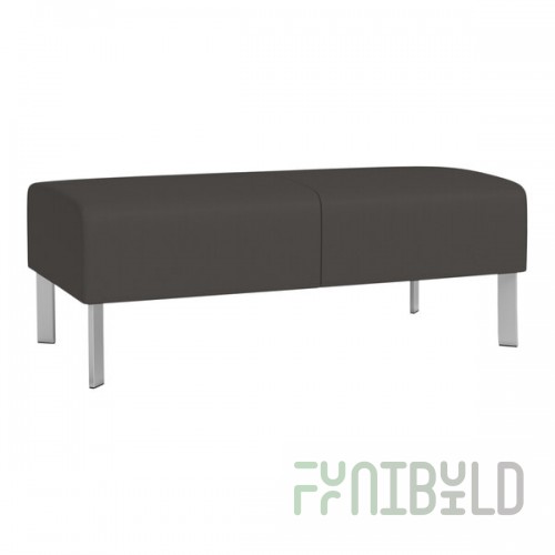 Lesro Luxe Lounge Series Patriot Plus Charcoal Vinyl 2-Seat Bench with Steel Legs