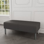 Lesro Luxe Lounge Series Patriot Plus Charcoal Vinyl 2-Seat Bench with Steel Legs Lesro Luxe Lounge Series Patriot Plus Charcoal Vinyl 2-Seat Bench with Steel Legs