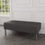 Lesro Luxe Lounge Series Patriot Plus Charcoal Vinyl 2-Seat Bench with Steel Legs Lesro Luxe Lounge Series Patriot Plus Charcoal Vinyl 2-Seat Bench with Steel Legs