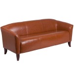 Flash Furniture 111-3-CG-GG Hercules Imperial Cognac Leather Sofa with Wooden Feet