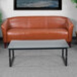Flash Furniture 111-3-CG-GG Hercules Imperial Cognac Leather Sofa with Wooden Feet