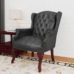 Boss B809-BK Traditional Series Black Wingback Guest Chair