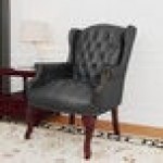 Boss B809-BK Traditional Series Black Wingback Guest Chair