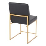 LumiSource Fuji Black Faux Leather High-Back Side Chair with Gold Brushed Stainless Steel Frame - 2/Case LumiSource Fuji Black Faux Leather High-Back Side Chair with Gold Brushed Stainless Steel Frame - 2/Case