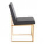 LumiSource Fuji Black Faux Leather High-Back Side Chair with Gold Brushed Stainless Steel Frame - 2/Case LumiSource Fuji Black Faux Leather High-Back Side Chair with Gold Brushed Stainless Steel Frame - 2/Case