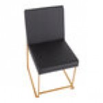 LumiSource Fuji Black Faux Leather High-Back Side Chair with Gold Brushed Stainless Steel Frame - 2/Case LumiSource Fuji Black Faux Leather High-Back Side Chair with Gold Brushed Stainless Steel Frame - 2/Case