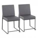 LumiSource Fuji Black Faux Leather High-Back Side Chair with Gold Brushed Stainless Steel Frame - 2/Case LumiSource Fuji Black Faux Leather High-Back Side Chair with Gold Brushed Stainless Steel Frame - 2/Case