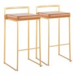 LumiSource Fuji Black Faux Leather High-Back Side Chair with Gold Brushed Stainless Steel Frame - 2/Case LumiSource Fuji Black Faux Leather High-Back Side Chair with Gold Brushed Stainless Steel Frame - 2/Case