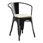 Lancaster Table & Seating Alloy Onyx Black Indoor Arm Chair with White Vinyl Cushion