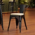 Lancaster Table & Seating Alloy Onyx Black Indoor Arm Chair with White Vinyl Cushion