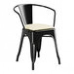 Lancaster Table & Seating Alloy Onyx Black Indoor Arm Chair with White Vinyl Cushion